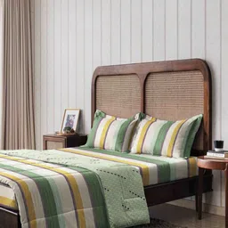 The Happy Pod Green & White Striped Summer Double Bed Dohar image 2