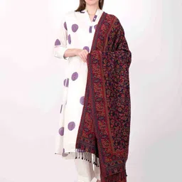 DressBerry Floral Woven Design Woolen Shawl-image-25