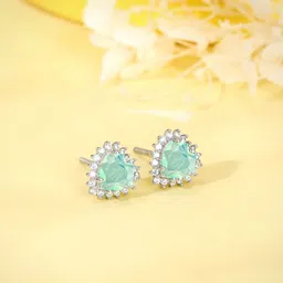 GIVA Rhodium Plated 925 Sterling Silver Artificial Stones Studded Perfect Heart Studs-picture-26