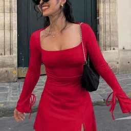 Outzidr Women Square Neck Sheath Mini Dress-image-39