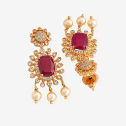 Kushal's Fashion Jewellery Ruby Gold-Plated Party Zircon Jewellery Set image 4