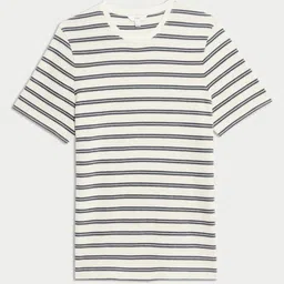 Marks & Spencer Striped Textured Round Neck T-shirt image 2