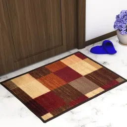 athom living Brown Geometrical Nylon 22.5x14.6 Inches AntiSkid 1 Door Mat-picture-11