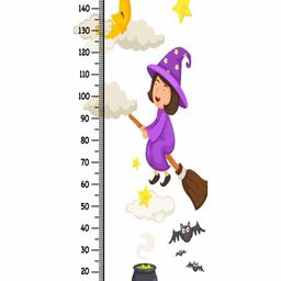 WENS Removable Height Measurement Wall Sticker Flying Witch Print - Purple-picture-10
