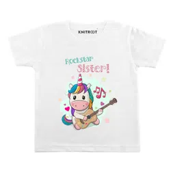 KNITROOT Half Sleeves Rockstar Sister Print Tee - White-picture-26