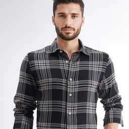 RARE RABBIT Men Comfort Fit Tartan Checked Spread Collar Cotton Casual Shirt-picture-13