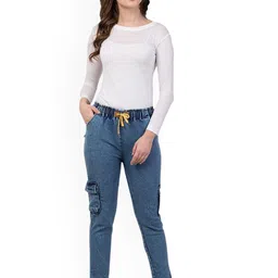 NEUNK Women Comfort Regular Fit Mid-Rise Light Fade StretchableC argo Styles Jeans image 4
