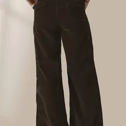 Outzidr Women Solid Classic Straight Fit Low-Rise Parallel Trousers image 2