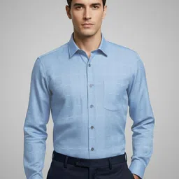 Vida Loca Men Smart Slim Fit Textured Spread Collar Cotton Formal Shirt-picture-13