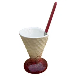 Divy Aarambh Stories Red & Cream 12 Pieces Textured Ceramic Glossy Cups And Mugs image 4