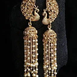 Anouk Gold Plated Cubic Zirconia Studded Dome Shaped Jhumkas-image-71