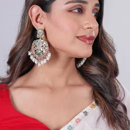 VATSALYA creation Gold-Plated Alloy Artificial Stones Earrings image 3