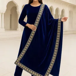 SHADES OF FAASHION Women Floral Embroidered Velvet Shawl-picture-23