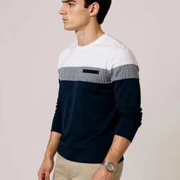 FASHIUM Men Striped Round Neck Cotton T-shirt image 4