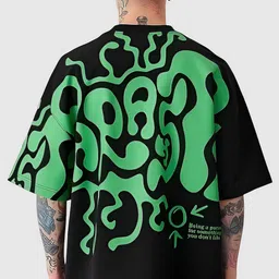 LAUREN ADAMS Abstract Printed Drop-Shoulder Sleeves Oversized Pure Cotton T-shirt-picture-15