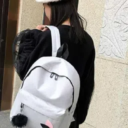 JAISOM Women Solid Medium Backpack with Earphone Gate image 4