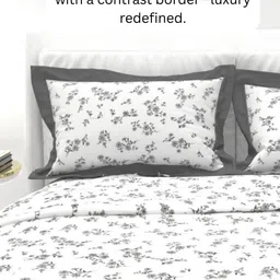 THE WHITE MOSS White & Grey Ethnic Motifs 300 TC King Bedsheet Set-2.75 m x 2.75 m image 5