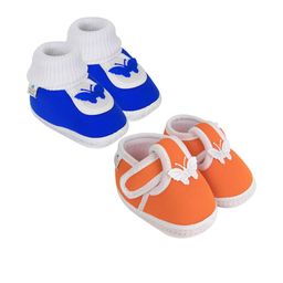 NESKA MODA Kids Pack of 2 Cotton Blue & Orange Booties-image-87