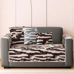 DREAM CARE Brown Polyester 3 Piece Sofa Cover With Arms-picture-21