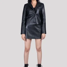 Hue & Hide Ladies Genuine Leather Short Blazer-picture-28