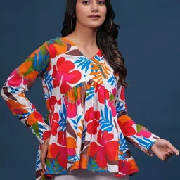 SHALIG Women Floral Printed V Neck Peplum Top-picture-20