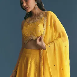 KALKI Fashion Embroidered Thread Work Ready to Wear Lehenga & Blouse With Dupatta image 4