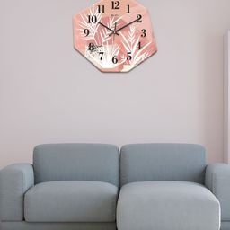 OLIVE TREE Peach-Coloured & White Printed Geometric Wall Clock-picture-7