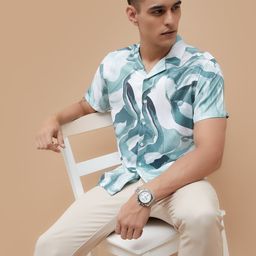 CODE by Lifestyle Abstract Printed Cuban Collar Shirt-picture-31