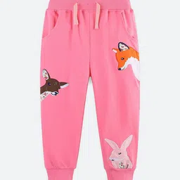 Oh Rare Girl Animal Patch Printed Cotton Mid-Rise Joggers-image-58