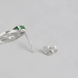 VANBELLE Rhodium Plated 925 Sterling Silver Onyx Studded Contemporary Drop Earrings image 4