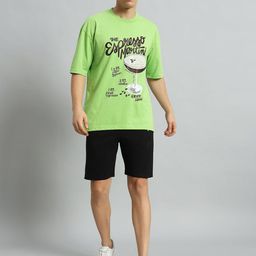 GRIFFEL Printed Oversized Fit Cotton T-Shirt With Shorts Co-Ords-picture-5