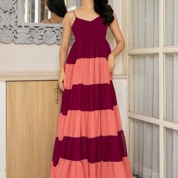 HOUSE OF JAMOTI Women Blush Wine Dress-image-35