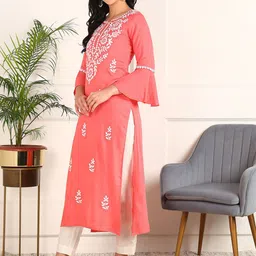 Kapad Dwar Women Ethnic Motifs Embroidered Flared Sleeves Sequinned Kurta image 3