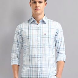 AD By Arvind Men Slim Fit Tartan Checks Checked Casual Shirt-picture-28