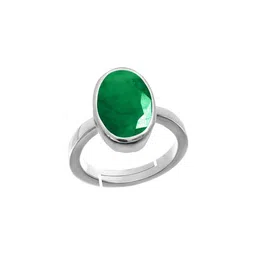 RRVGEM 3.25 Ratti Green Emerald Adjustable Silver Plated Green Panna Finger Ring-picture-13