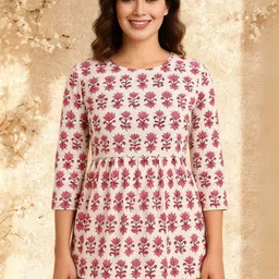 Vaidiki Women Blue Printed Cotton Tops-picture-30