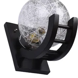 1ST TIME White & Black Textured Wood Contemporary Spherical Shaped Wall Lamp-picture-19