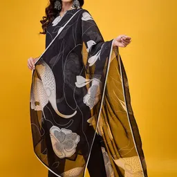 Moda Rapido Women Black Organza Kurta Sets-image-68