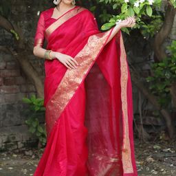 Panzora Woven Design Zari Organza Kanjeevaram Saree-picture-33
