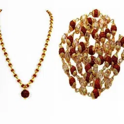 Divine souvenirs Unisex Set Of 2 Rudraksha Beaded Statement Chains image 2