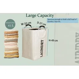 Stylista 2-Pcs Beige Printed Durable & Foldable Laundry Bag with Metal Handle image 4