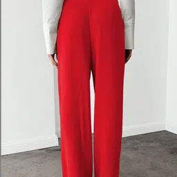 BAESD Women Relaxed Straight Leg High-Rise Non Iron Trousers image 4