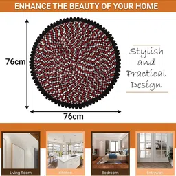 Aura 4-Pcs Red & Grey Spiral Round Doormat image 4