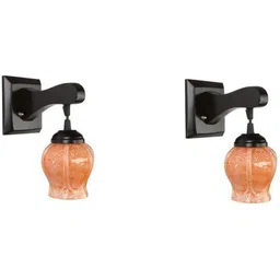 1ST TIME Orange & Orange Textured Wood Traditional Abstract Shaped Shaped Wall Lamp image 2