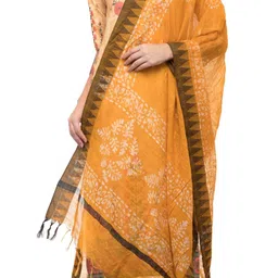 A R SILK DUPATTA HUB Colourblocked Block Print Dupatta image 2