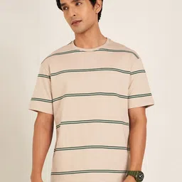 7 Alt by Pantaloons Men Striped Round Neck Cotton T-shirt-image-36