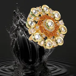 Anouk Gold Plated AD & Kundan Stone Studded Finger Ring-picture-26
