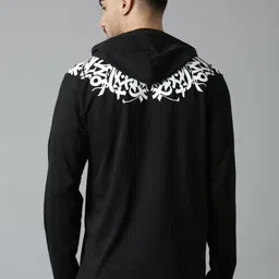 LEWEL Men Typography Printed Hooded Cotton T-shirt image 4