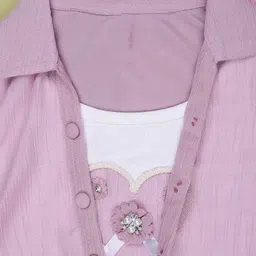 V-Mart Girls Pink Polyester Self Design Tops image 3