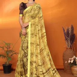 Lookmark Pure Georgette Designer Saree With Unstitched Blouse Piece image 2